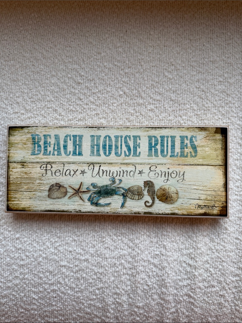 Beach House Rules Wood Frame Rectangular Plaque Relax Unwind Enjoy Coastal